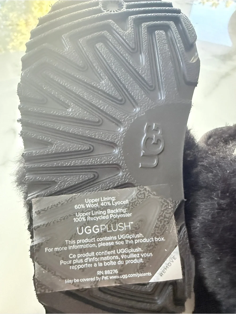 UGG Black Shearling Slingback Clog with Logo Elastic